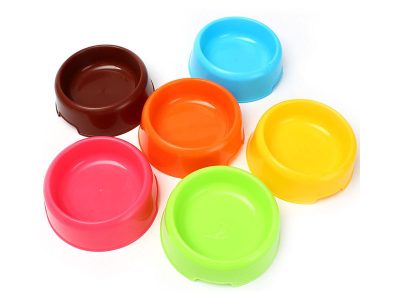 Candy-colored pet food bowl