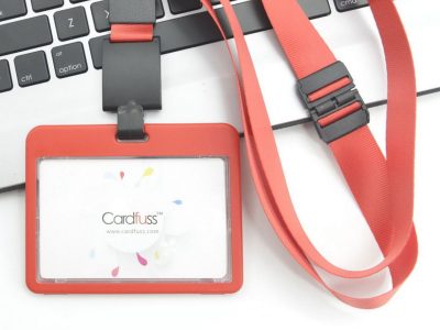 Double-sided card  holder with lanyard